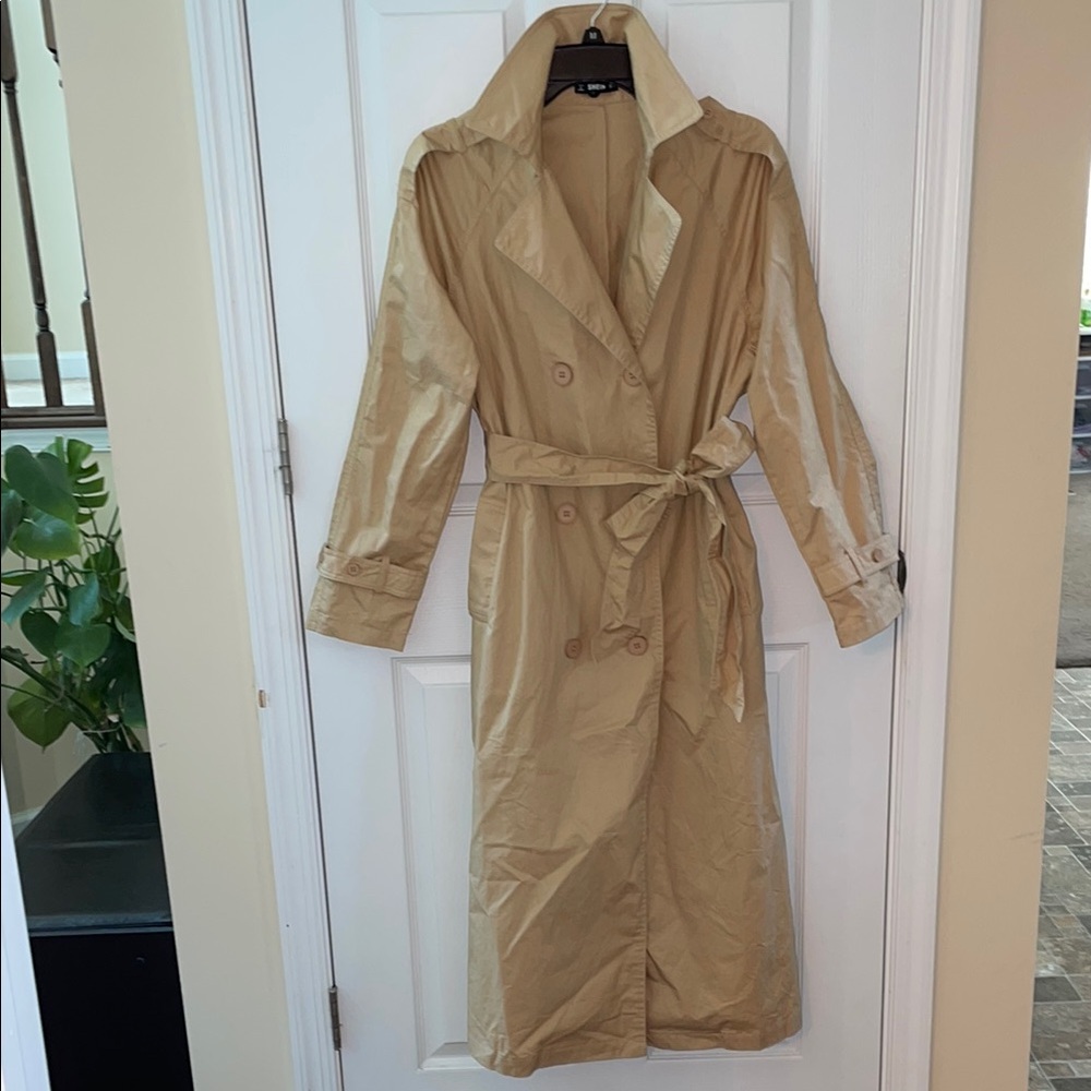 SHEIN Tan Double-Breasted Trench Coat